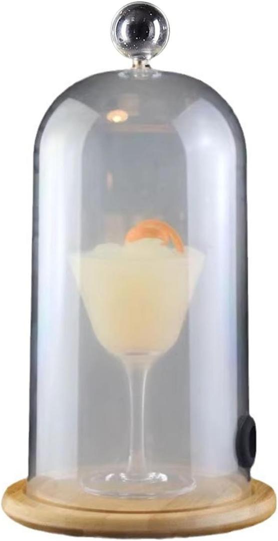 Smoking Cloche Dome Lid,Clear Acrylic Cocktails Drinks Food Dish Display Dome Lid Smoker Gun Dome Hood Smoke Infuser Accessory for Plates Bowls Glasses (33cm)