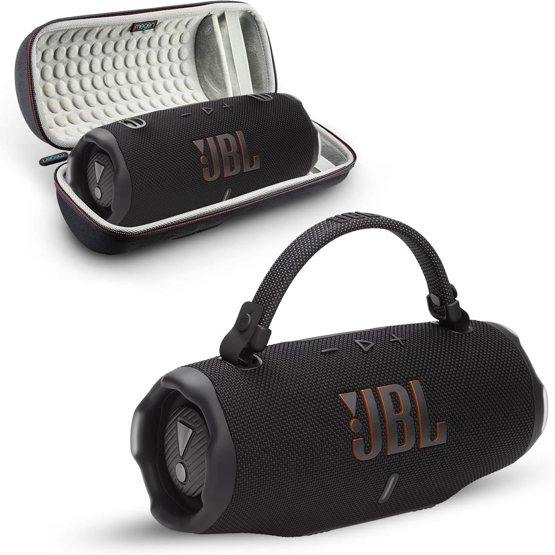 Charge 6 Portable Bluetooth Speaker | IP68 Waterproof, DustProof, and DropProof, Outdoor Wireless Audio | 28Hrs Playtime Megen Hardshell Protection Case (Black)