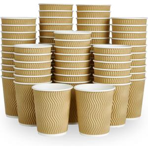 8 oz Coffee Cups, 120 Count Insulated Ripple Wall Paper Hot Coffee Cups for Hot Beverage