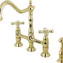 Kingston Brass KS1272AXBS Heritage Bridge Kitchen Faucet, 8-3/4-Inch, Polished Brass