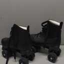 jessie PU Leather Roller Skates Roller Skates for Women Outdoor and Indoor Adjustable Four-Wheel Premium Roller Skates for Women Men Boys and Girls (Black Wheel, Women's 6/ Youth 5)