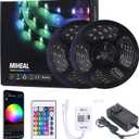 MIHEAL WiFi Wireless Smart Phone Controlled Led Strip Light Kit with DC12V UL Listed Power Supply Waterproof SMD 5050 32.8Ft(10M) 300leds RGB Music LED Light Strip Compatible with Android, iOS Alexa