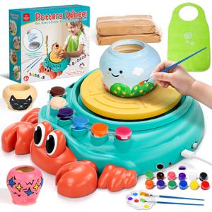 Lehoo Castle Pottery Wheel for Kids, Complete Pottery Arts and Crafts for Kids Ages 8-12 with Air Dry Clay Painting Kit Sculpting Tools, Art Supplies for Girls Boy Birthday Gift for Ages 6+