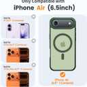 Yriklso 3 in 1 Strong Magnetic Case for iPhone Air,1X Screen Protector +1X Camera Lens, Protective Shockproof Cover,Phone Case for iPhone Air 6.5" Matte Green