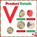 12 Pcs/24 Pcs Christmas Santa Medals 2 Inch Gold Christmas Snowman Trophy Awards with Red Neck Ribbons for Xmas Trophy Gift Holiday Party Ornaments Decor Prizes