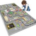 Kids Rug Play Mat Great for Playing with Cars and Toys,Educational Kid Road and Traffic City Life Carpet,Children Baby Fun Throw Rug for Bedroom Play Room,63X91Inch/160X230CM (5'3" x 7'7" (Rectangular))