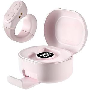 TUZTUALA Upgrade Scrolling Ring, Remote Control for TikTok, Bluetooth Ring Scroller with Stand, Bluetooth Camera Remote Compatible with iPhone, iPad, iOS Android Cell Phone-Pink