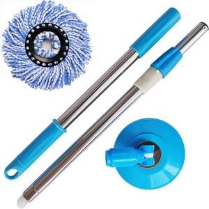 Spin Mop Replacement Handle, 47.6-Inch 360 Degrees Rotating Telescopic Stick with Robust Reinforced Plastic Disc for Bucket Cleaning System (Blue)