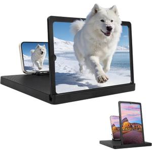 Big Screen Phone Magnifier,Screen Magnifier for Cell Phone,HD Screen Expander for Movies and Videos, Portable Magnifying Screen for Travel,Screen Magnifier Compatible with All Phones (12in, Black)