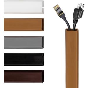 TV Cord Hider  Flexible Wall Cord Cover Low Profile Silicone Cable Raceway Self Adhesive Cut to Size Design for Hiding Wires on Wall Clean Home Setup Cable Concealment, Brown, 10 Feet