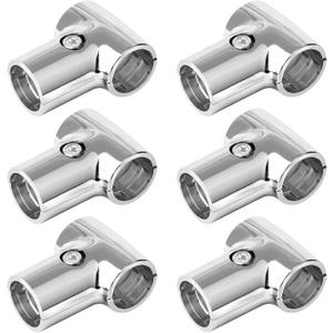 6 Sets T Pipe Clamp Connector, Fits 1-1/4"(1.25" OD) Round Tube Frame, Handrail Structural Pipe Fitting, Aluminum Alloy