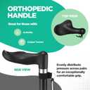 Geiserailie Orthopedic Walking Offset Cane with ID Tag Fit Individual's Palm Naturally Lightweight Adjustable Cane for Arthritis Carpal Tunnel Syndrome Mobility Aids, Black