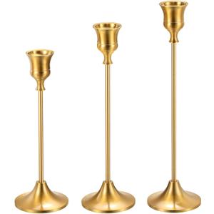 PATIKIL Gold Candlestick Holder Set of 3 Candle Stick Vintage Long Taper Candle Holders Fits 3/4" Candles for Halloween Christmas Wedding Dining Table Decor
