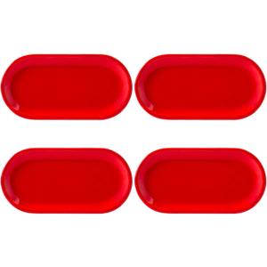 4Pcs 8 Inch Ceramic Rectangular Salad Plates, Dinner Plates, Pasta Dessert Plates for Appetizer, Fruit, Sushi, Microwave/oven/Dishwasher Safe (Red)