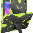 for Kindle Fire 7 Kids Tablet Case 2022 Release 12th Generation Kickstand Heavy Duty Armor Defender Cover (Green 2022)