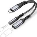 JSAUX USB C to 3.5mm Headphone and Charger Adapter, 2-in-1 Type C to Aux Audio Jack with PD 60W Fast Charging Dongle Cable Compatible with iPhone 16 Pro Max/15 Pro Max, Galaxy S24/S23 Ultra, Pixel 7