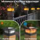 Dynaming 2 Pack Solar Post Cap Lights Outdoor with Flickering Flame Light, Fence Post Solar Lights Fit for 4x4 5x5 6x6 Vinyl/Wooden Posts, High Brightness SMD LED Lighting Decor for Garden Deck Patio