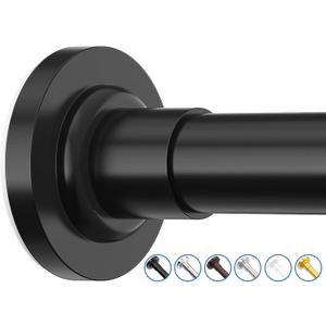 SUNALLY Shower Curtain Rod Adjustable 32-75 Inch, Spring Tension Shower Rods Stainless Steel Telescoping Curtain Rod for Bathroom or Windows, No Drilling, No Slip, No Rust, Black