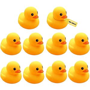 10Pcs Mold Free Yellow Rubber Ducks Waterproof Bath Duck Toys for Toddlers Boys Girls, No Hole Yellow Ducky in Bulk Baby Shower Toy Birthday Party Favors Gift Classroom Summer Beach Pool Party Games