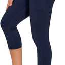 THE GYM PEOPLE Womens' Yoga Pants High Waist with Pocket Tummy Control (Small, Navy Blue)