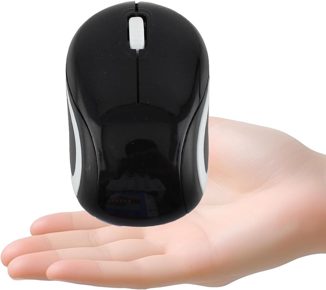 elec Space Mini Small Wireless Mouse for Kids Children 3-7 Years Old Child Size Optical Portable Mini Cordless Mice with USB Receiver for Laptop Computer (Black)