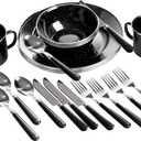 Stansport 24-Piece Enamel Camping Tableware Set (Black)