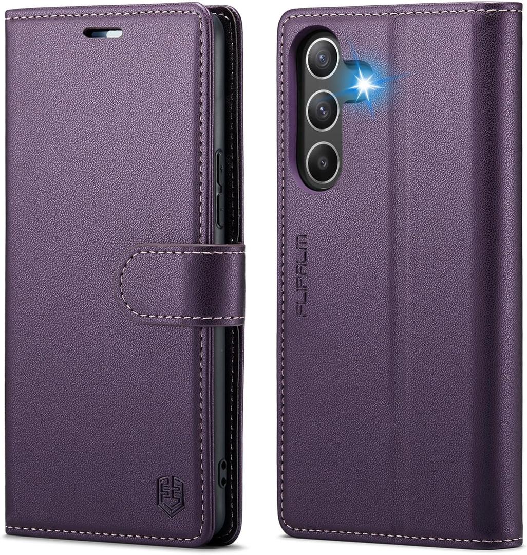 FLIPALM Wallet Case for Samsung Galaxy A16 5G, RFID Blocking Credit Card Holder, PU Leather Folio Flip Kickstand Protective Shockproof Cover for Galaxy A16 (Purple)