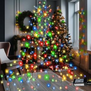 Easy Christmas Tree Lights Indoor Outdoor, 420 LED Christmas String Lights 8.2FT x 12 Lines with 8 Modes & Timer, Waterproof Twinkle Lights Plug in for 6FT Xmas Tree Christmas Decoration (Multicolor)
