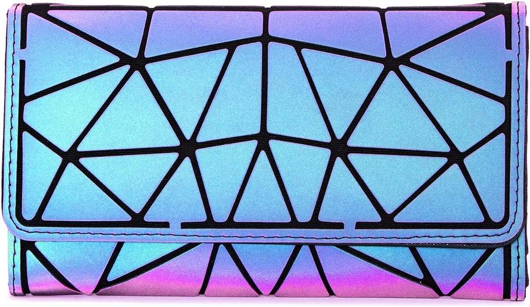 LOVEVOOK Geometric Luminous Purses and Handbags for Women Holographic Reflective Crossbody Bag Wallet