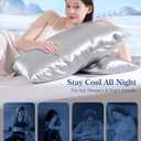 Elegear Cooling Pillow Cases Set of 2 for Hot Sleepers, Softer Than Silk Pillow Cases for Hair & Skin, Upgraded Arc-Chill Cooling Satin Pillowcases Q-max>0.5, Luxury Zipper Pillowcase Cover-King,Gray
