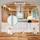 Reinforced 100 Inch Retractable Baby Gates for Doorways Extra Wide to Prevent Crawling Through, 8 ft Extra Long Retractable Pet Gate for Dogs, Safety Outdoor Baby Gate for Deck, Porch, Patio, White