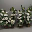 Ling's moment 17.5" Tall Standing Artificial Flowers Arrangements 4 pcs Wedding Aisle Runner Chair Decorations White Sage Centerpieces for Ceremony Reception Rose Floral Party Outdoor Decor