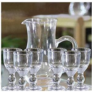 300ml handle Cup with 15ml Cups Unique Mini Wine Shot Glasses Sake Spirits Cup Clear Alcohol Mini liquor Shot Glass Stem Drinking (Set of 6+1)