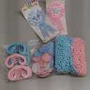 Hungdao 92 Pieces Gender Reveal Party Favors 30 Button Pins 30 Silicone Gender Reveal Bracelets 30 Pink Blue Bead Necklaces 2 Badge Pin for Party Supplies(Footprint)