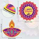 2pcs Wood Happy Diwali Door Sign, Diwali Front Door Hanger Indian Festival of Lights Party Welcome Decor Wall Hanging Plaque