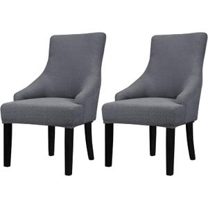 Lellen Stretch Wingback Chair Cover Slipcover - Reusable Wingback Side Chair Slipcover, Accent Chair Cover, Arm Protector Seat Cover, Wing Chair Cover for Dining Living Room Home, 2PCS, Dark Grey