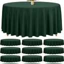Teruntrue 12 Packs Hunter Green Round Tablecloths 120 inch Round Table Cloth, Washable Polyester Fabric for Wedding Parties Banquet Holiday Dinner Table Decorative, Hunter Green
