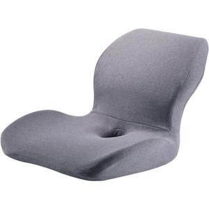 Ergonomic Memory Foam Cushion with Lumbar Support, Anti-Slip One-Piece Design for Office Chair, Car & Wheelchair Light Grey