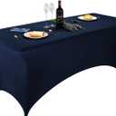 LZY Spandex Table Covers 6 Feet, Stretch/Fitted Table Covers for 6 Feet Folding Table, Rectangular Spandex Table Cloths for Wedding Party or Event (6FT-2PCS, Navy)
