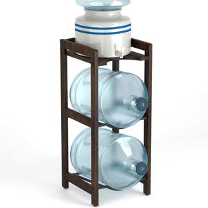 Natural Wood 5 Gallon Water Dispenser Stand - 31"H, 3-Tier Jug Holder with Top Shelf (Walnut Color)