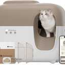 Self-Cleaning Automatic Cat Litter Box with Odor Control TiO2 System, Robot Litter Box with Auto-Packing, App Control, Large Cats & Multiple Cats (2025 Premium Version) (Brown)