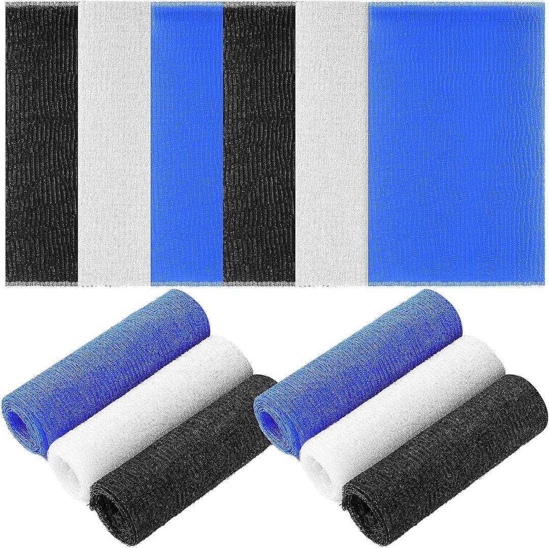 Tatuo 12 Pack 36 Inch Exfoliating Bath Cloth Towel African Net Sponge Extra Long Nylon Korean Bath Towel Japanese Shower Cleaning Sponges for Back Body(White, Black, Dark Blue) Tatuo 12 Pack 36 Inch Exfoliating Bath Cloth Towel African Net Sponge Extra Long Nylon Korean Bath Towel Japanese Shower Cleaning Sponges for Back Body(White, Black, Dark Blue)