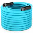 Garden-Hose 150ft x 5/8 in Heavy Duty, Lightweight and Flexible Water Hose, Burst 600 psi, Kink-less Hybrid Rubber Hose for Backyard, 3/4'' Solid Metal Fittings for All Your Watering Need