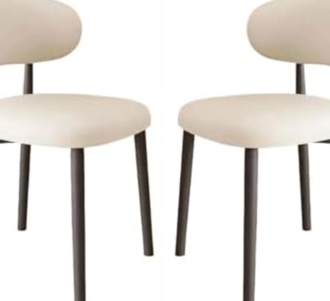 Pinyunxuan White Dining Chairs Set of 2,Modern and Stylish PU - Leather Upholstered Dining Table and Chairs, Carbon Steel Material