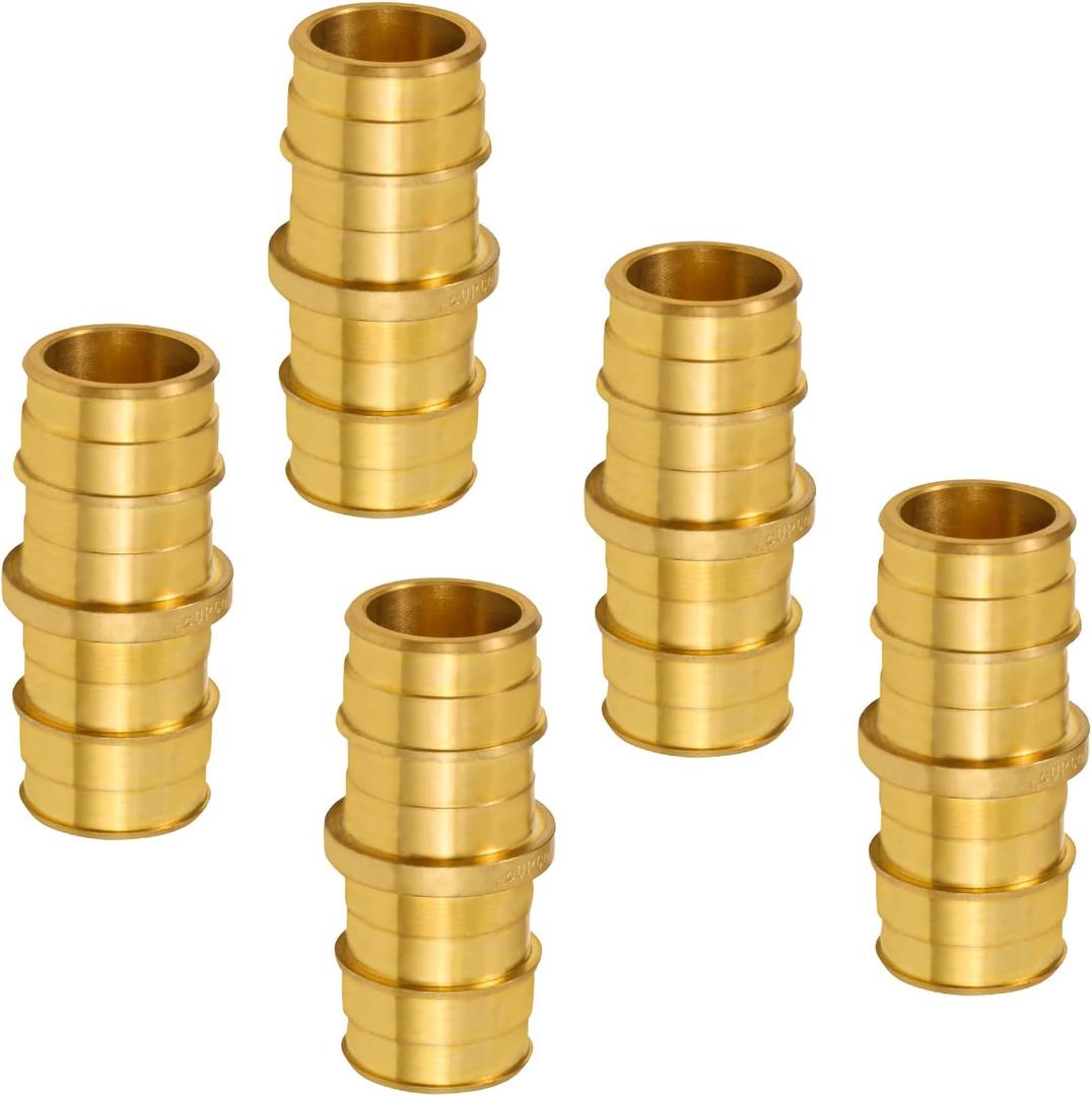 Pex-A 3/4" Straight Brass Coupling, Expansion Pex F1960 Coupler 3/4 Inch No Lead Brass, For Use in Pex-A-Tubing Connection (Pack of 5) (0.75 Inch)