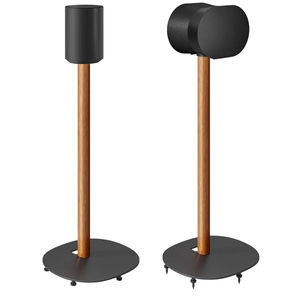 Speaker Stands Pair for SONOS Era 100 and Era 300,11LBS Capacity,30.6" Fixed Height Floor Stand with Cable Management,Large Base with Two Feet Avaliable,Wooden Speaker Mount,Black