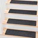 MBIGM 8" X 30" (7 in Pack) Non-Slip Carpet Stair Treads Non-Skid Safety Rug Slip Resistant Indoor Runner for Kids Elders and Pets with Reusable Adhesive - Black (7 In Pack - 8" x 30")
