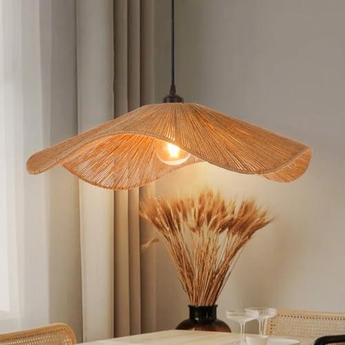 Arturesthome Large Coastal Rope Lamp Shade,Woven Hanging Lighting for Bedroom Adjustable Vintage Chandelier for Kitchen Entryway 23.6"