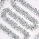 50FT Christmas Tinsel Garland, Xmas Metallic Tinsel Twist Hanging Garland for Christmas Tree Indoor and Outdoor Holiday Party Decoration (Silver)