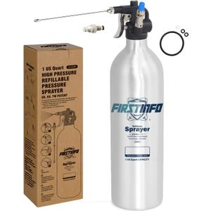 FIRSTINFO A1639 (3rd Gen) Patented Max. Pressure 140psi / 1000ml Thickened Aluminum Canister Refillable Aerosol Spray Can | Pneumatic Compressed Air Sprayer | Wide Mist & JET Spray